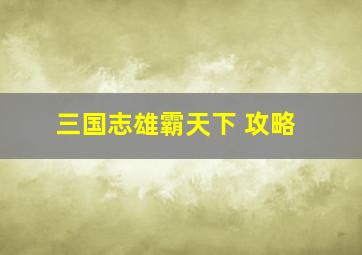 三国志雄霸天下 攻略